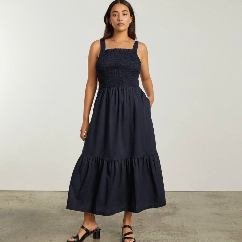 Everlane The Smock Midi Dress - Blue - Size S